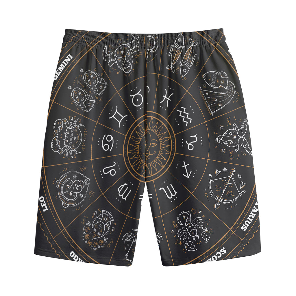 Vintage Zodiac Circle Print Cotton Shorts