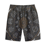 Vintage Zodiac Circle Print Cotton Shorts