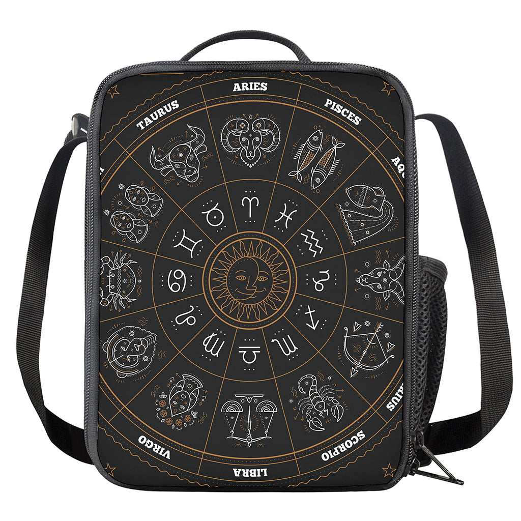 Vintage Zodiac Circle Print Crossbody Lunch Bag