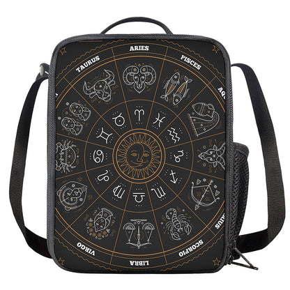 Vintage Zodiac Circle Print Crossbody Lunch Bag