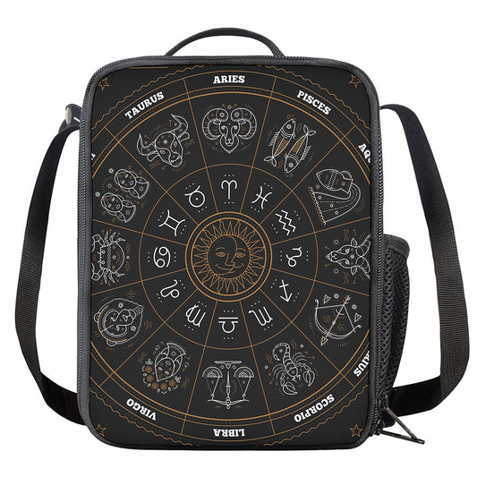 Vintage Zodiac Circle Print Crossbody Lunch Bag