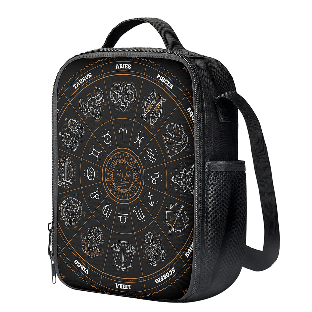 Vintage Zodiac Circle Print Crossbody Lunch Bag