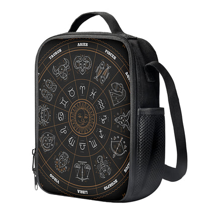 Vintage Zodiac Circle Print Crossbody Lunch Bag