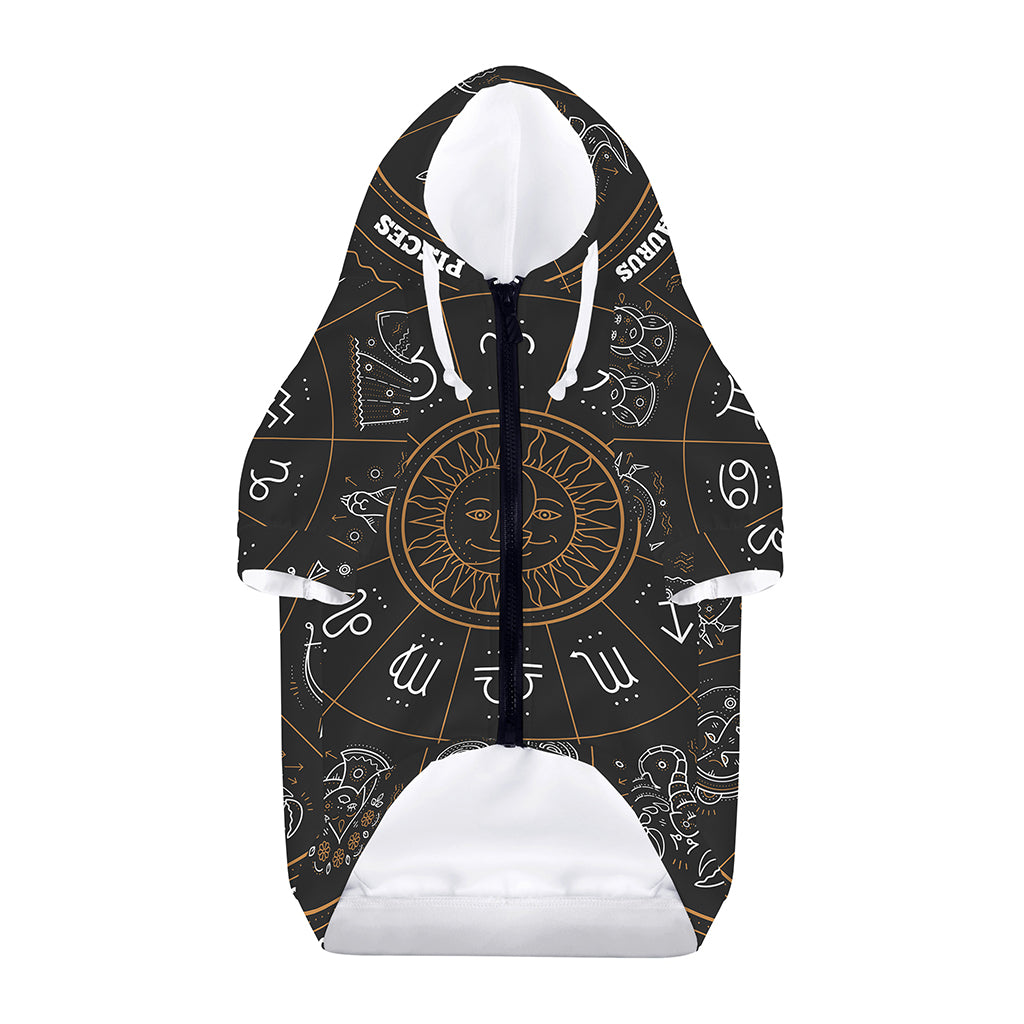 Vintage Zodiac Circle Print Dog Zip Up Hoodie