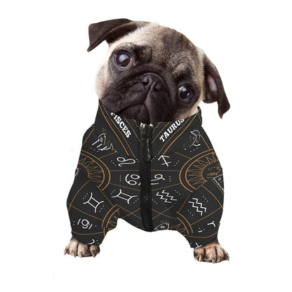 Vintage Zodiac Circle Print Dog Zip Up Jacket