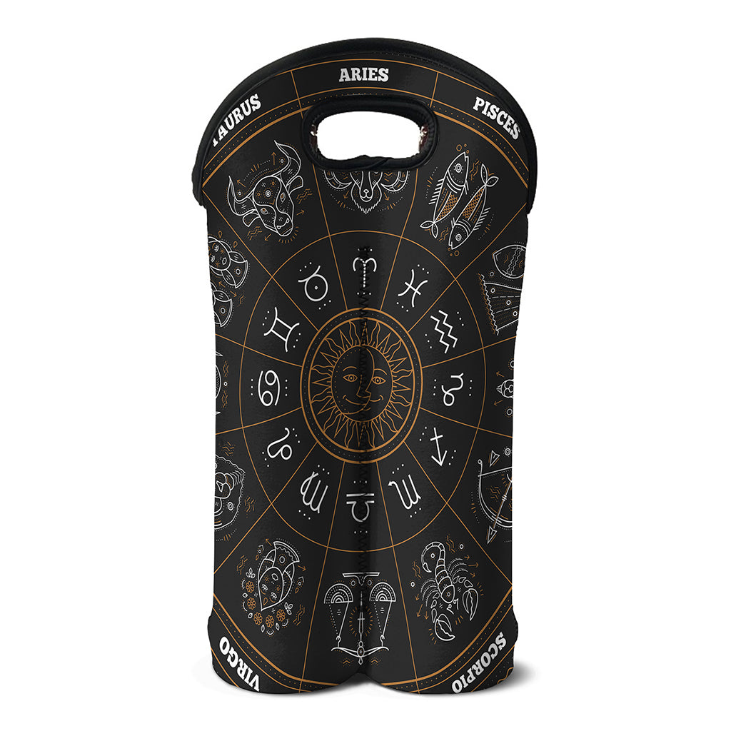 Vintage Zodiac Circle Print Double Neoprene Wine Tote