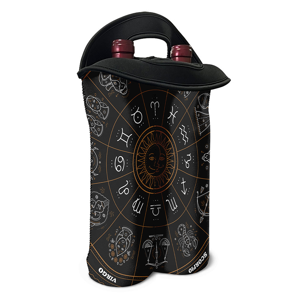Vintage Zodiac Circle Print Double Neoprene Wine Tote