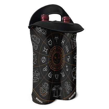 Vintage Zodiac Circle Print Double Neoprene Wine Tote