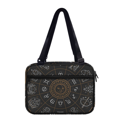Vintage Zodiac Circle Print Double Strap Bible Bag