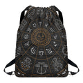 Vintage Zodiac Circle Print Drawstring Backpack