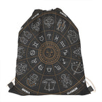Vintage Zodiac Circle Print Drawstring Bag