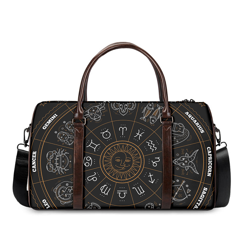 Vintage Zodiac Circle Print Duffle Bag