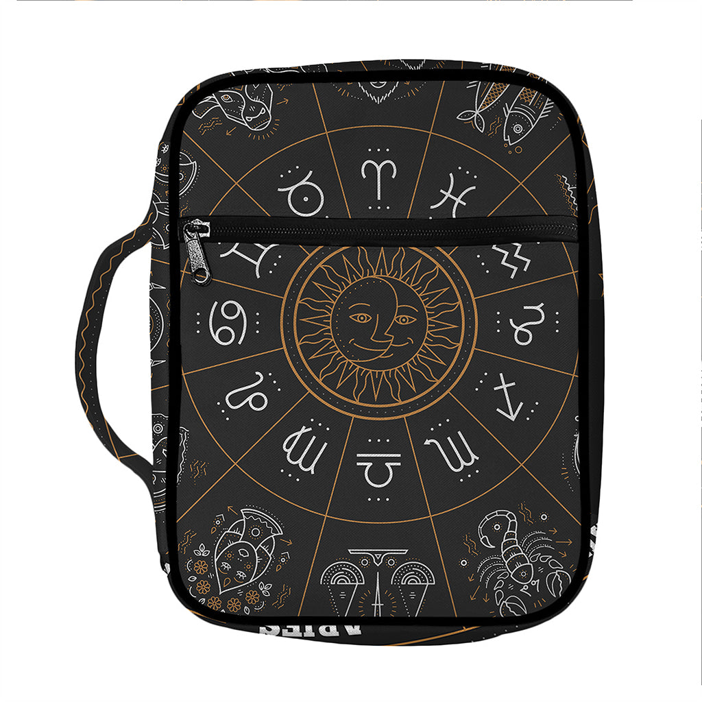 Vintage Zodiac Circle Print Front Pocket Bible Bag