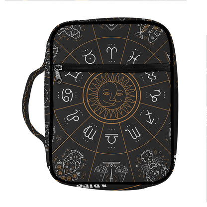 Vintage Zodiac Circle Print Front Pocket Bible Bag