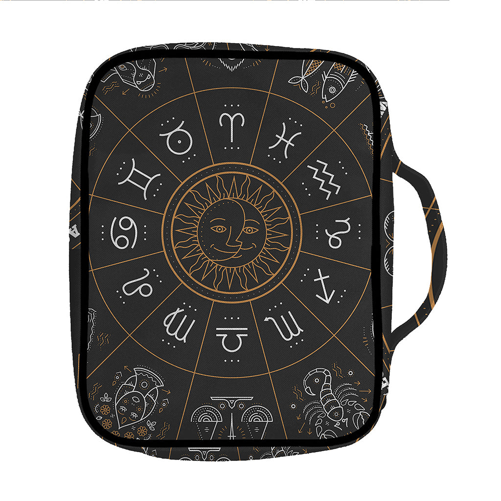 Vintage Zodiac Circle Print Front Pocket Bible Bag