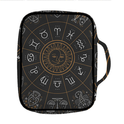 Vintage Zodiac Circle Print Front Pocket Bible Bag