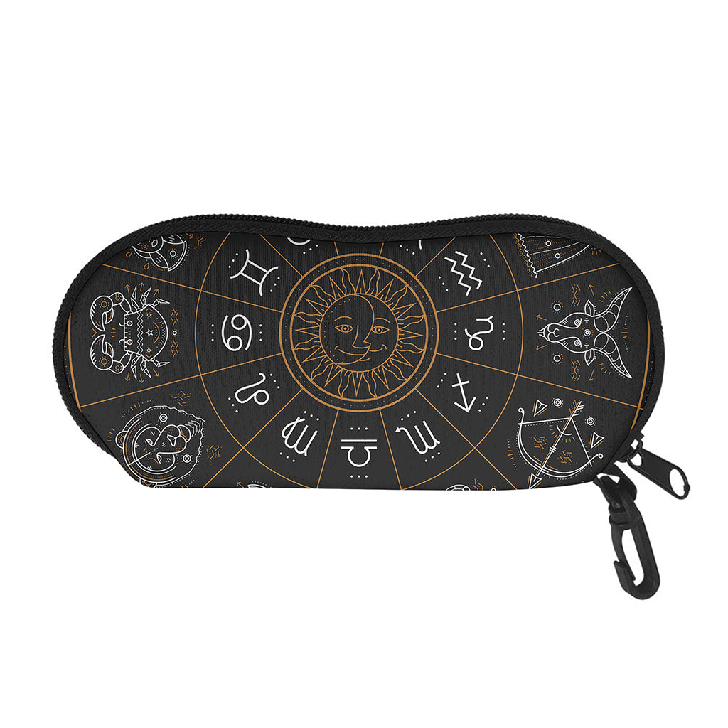 Vintage Zodiac Circle Print Glasses Case