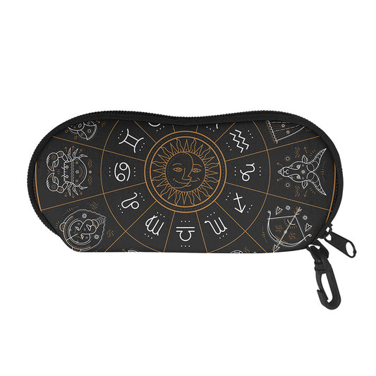 Vintage Zodiac Circle Print Glasses Case