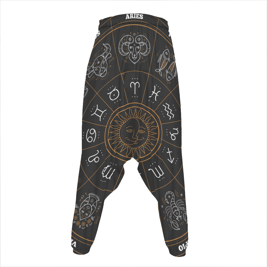 Vintage Zodiac Circle Print Hammer Pants