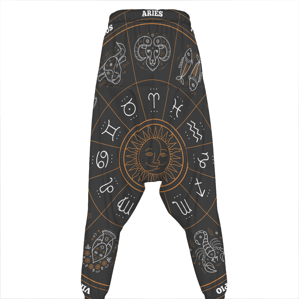 Vintage Zodiac Circle Print Hammer Pants
