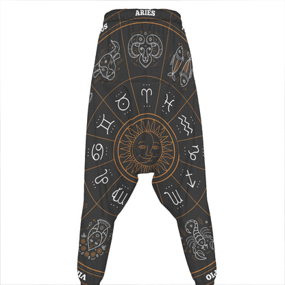 Vintage Zodiac Circle Print Hammer Pants