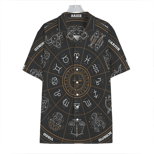 Vintage Zodiac Circle Print Hawaiian Shirt