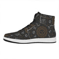 Vintage Zodiac Circle Print High Top Leather Sneakers