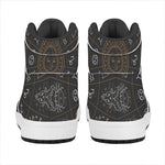 Vintage Zodiac Circle Print High Top Leather Sneakers