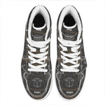 Vintage Zodiac Circle Print High Top Leather Sneakers