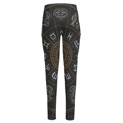 Vintage Zodiac Circle Print High-Waisted Pocket Leggings