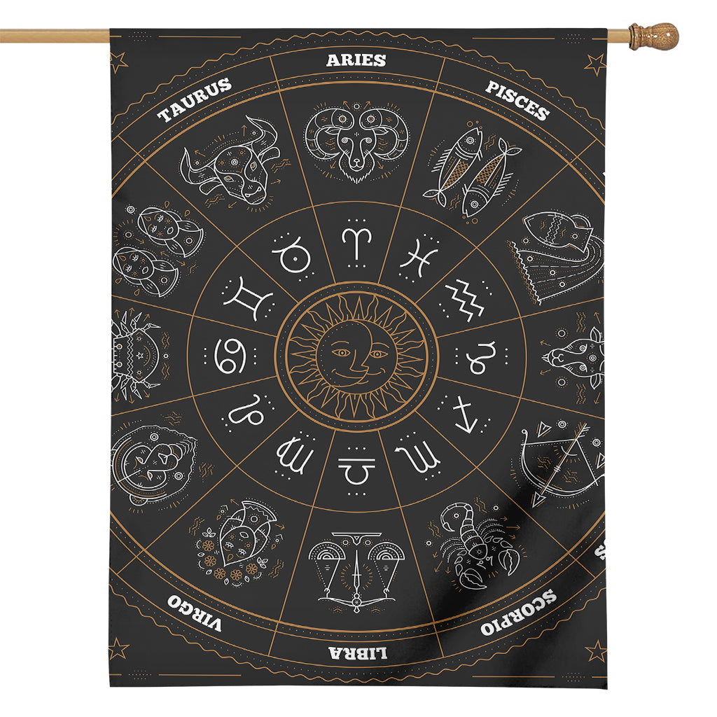 Vintage Zodiac Circle Print House Flag