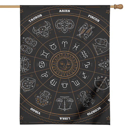 Vintage Zodiac Circle Print House Flag