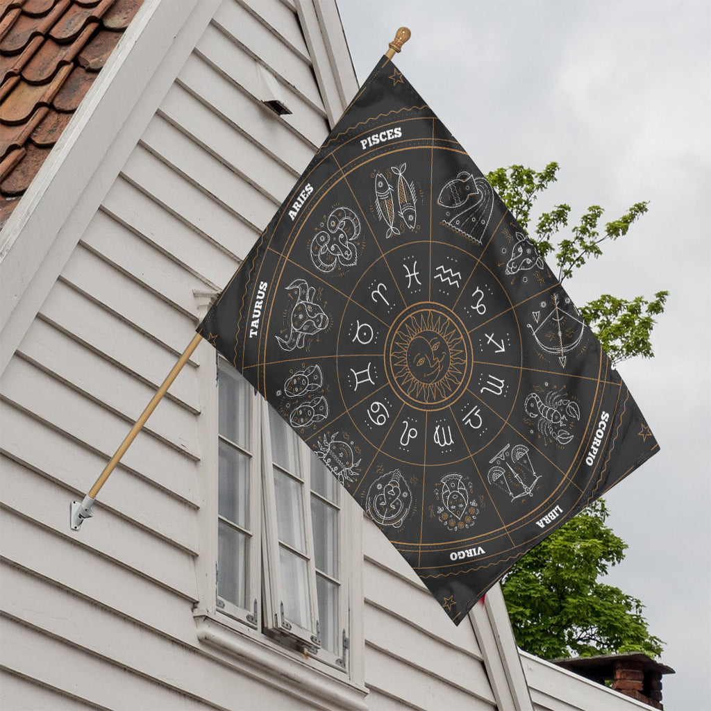 Vintage Zodiac Circle Print House Flag
