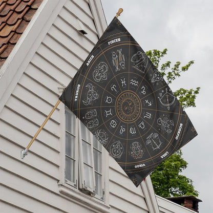 Vintage Zodiac Circle Print House Flag