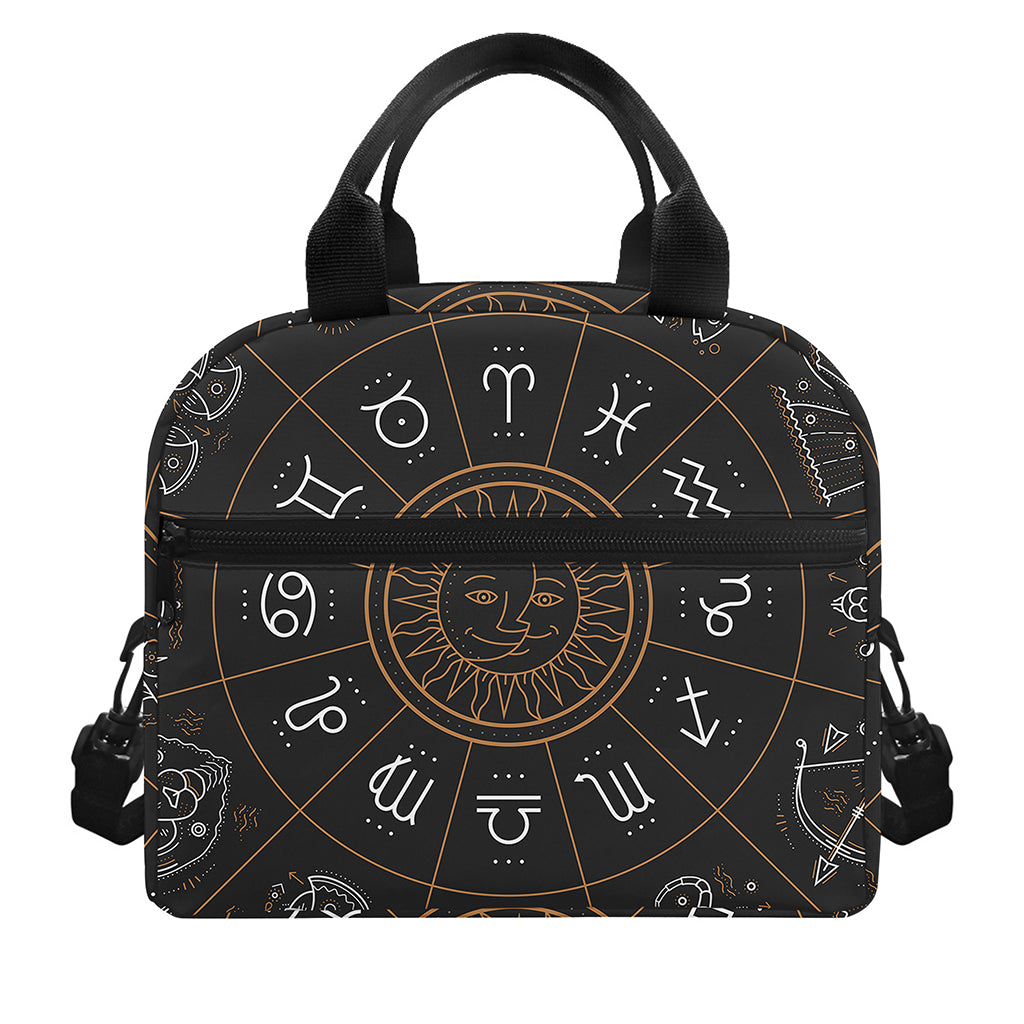 Vintage Zodiac Circle Print Insulated Lunch Bag