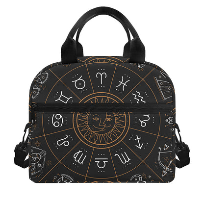 Vintage Zodiac Circle Print Insulated Lunch Bag