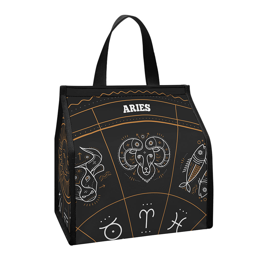 Vintage Zodiac Circle Print Insulated Lunch Tote