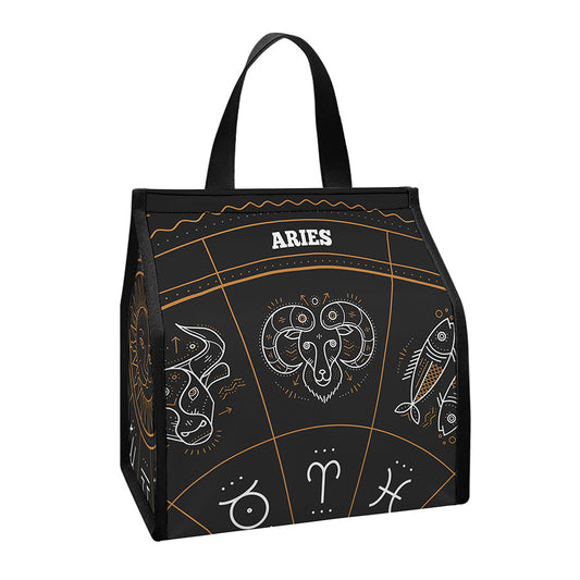 Vintage Zodiac Circle Print Insulated Lunch Tote
