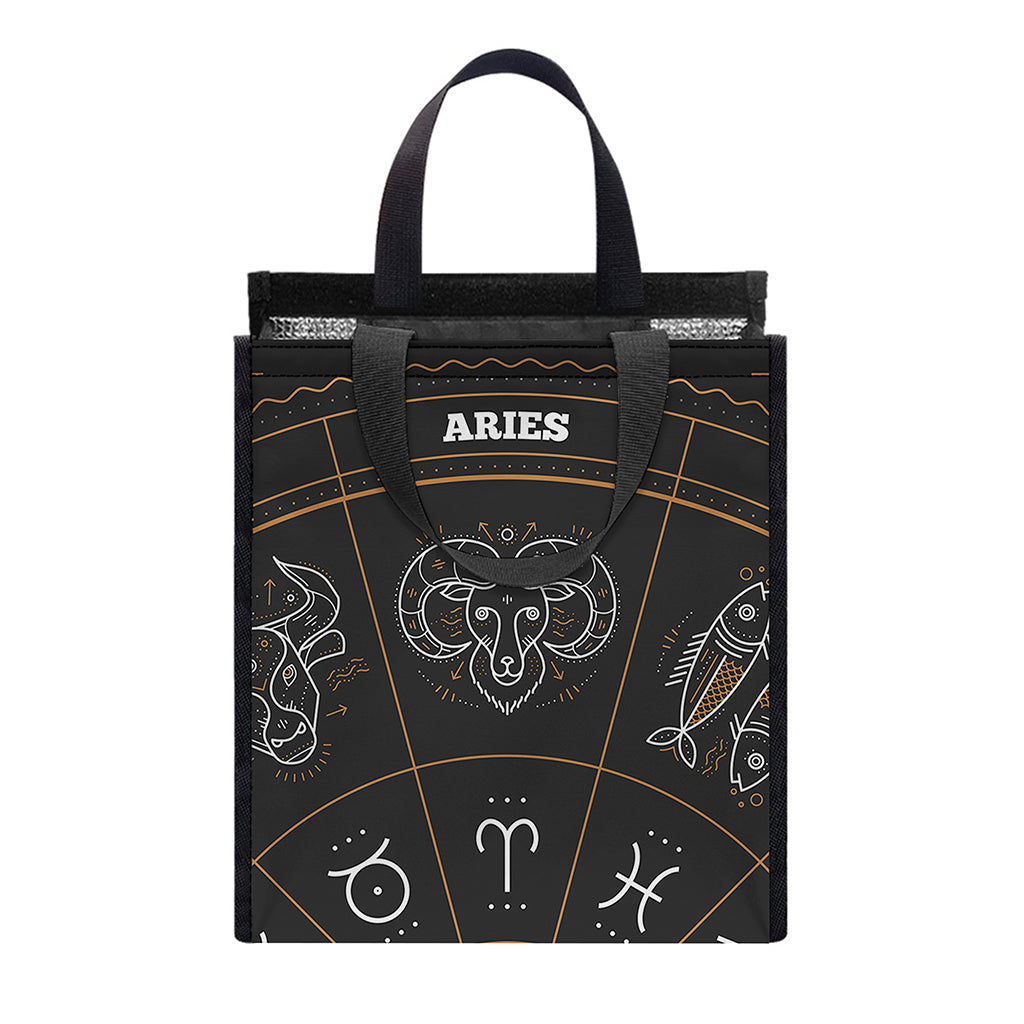 Vintage Zodiac Circle Print Insulated Lunch Tote
