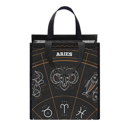 Vintage Zodiac Circle Print Insulated Lunch Tote