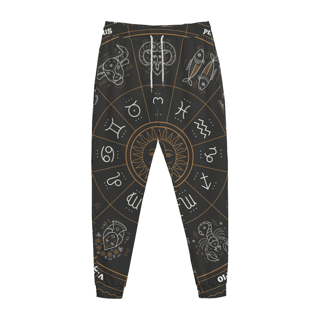 Vintage Zodiac Circle Print Jogger Pants