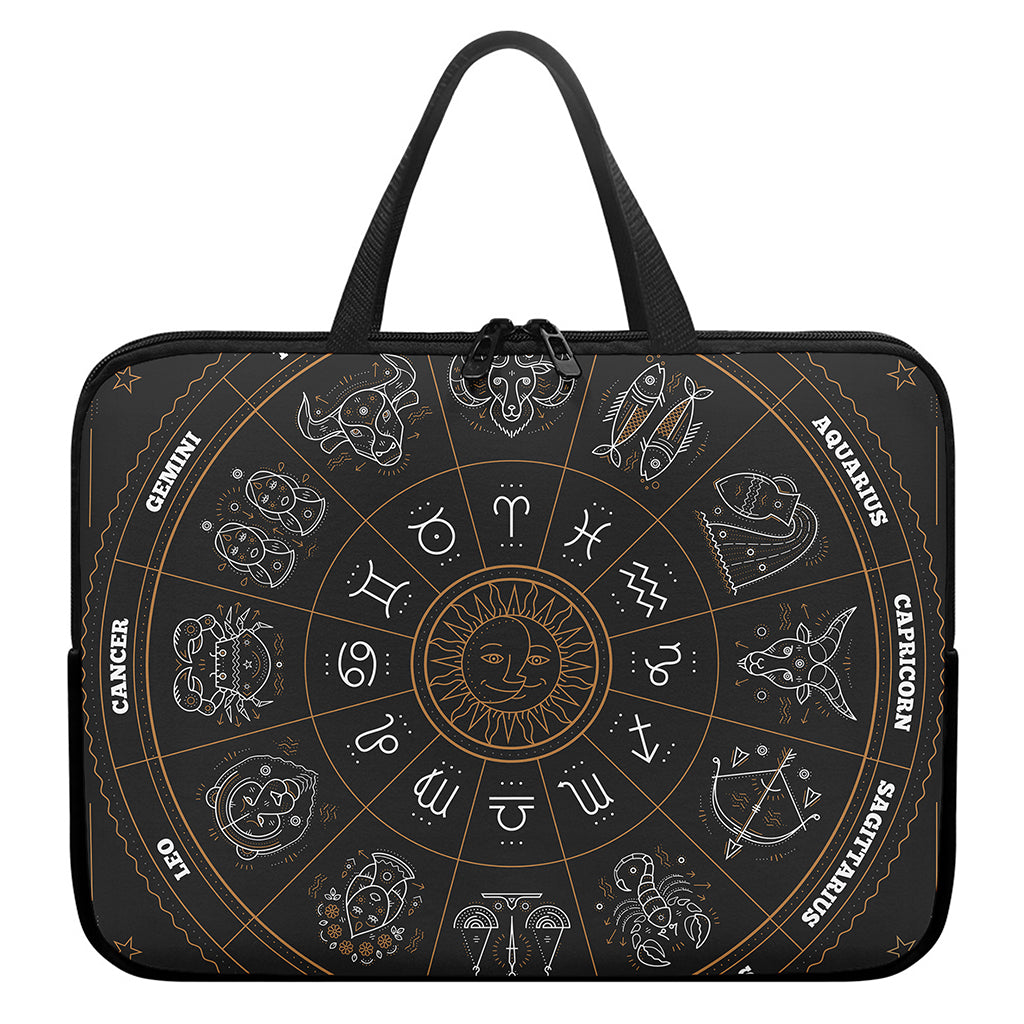 Vintage Zodiac Circle Print Laptop Sleeve With Handle
