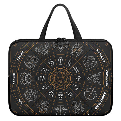 Vintage Zodiac Circle Print Laptop Sleeve With Handle