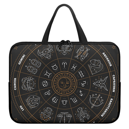 Vintage Zodiac Circle Print Laptop Sleeve With Handle