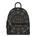 Vintage Zodiac Circle Print Leather Backpack