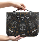 Vintage Zodiac Circle Print Leather Bible Cover