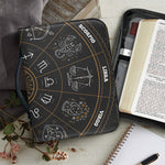 Vintage Zodiac Circle Print Leather Bible Cover
