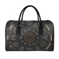 Vintage Zodiac Circle Print Leather Duffel Bag