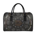 Vintage Zodiac Circle Print Leather Duffle Bag