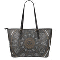 Vintage Zodiac Circle Print Leather Tote Bag With Zipper